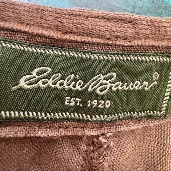 Eddie Bauer Tan Cropped Linen Pants Size 8 100% Linen - Picture 10 of 13
